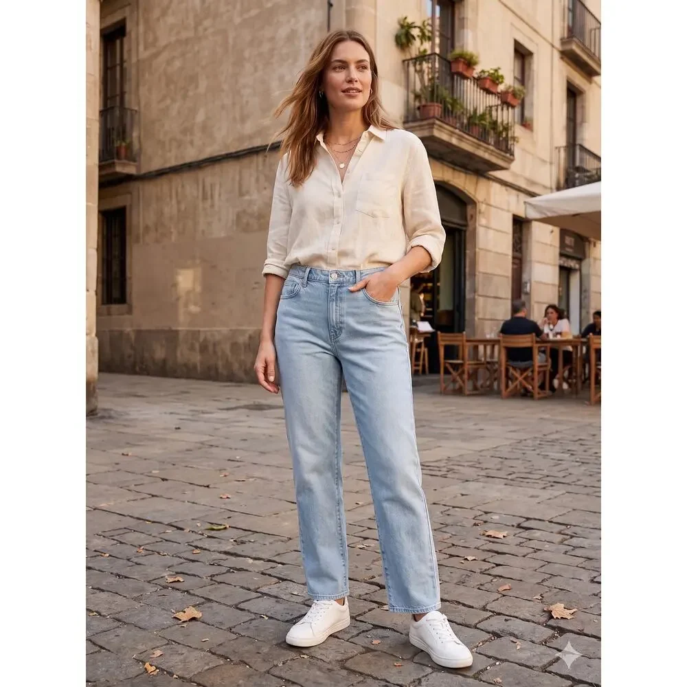 Seven7 Women's 12 Y2K Minimalist Staple‎ Soft Norm Loose Straight Denim Jeans